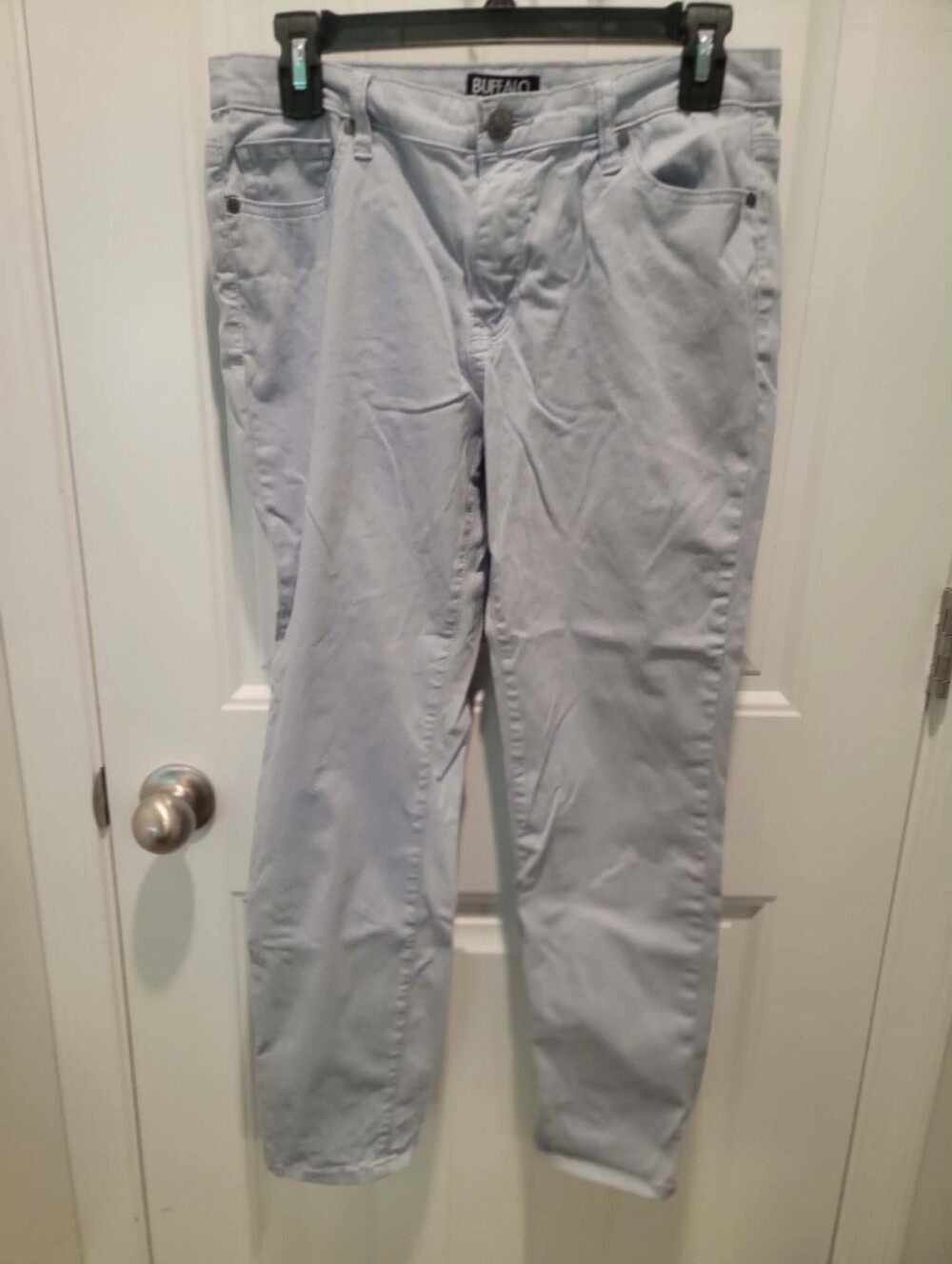 Buffalo David Bitton Sz8 Daily Gray/Blue Stripe MidRise StretchSkinnyAnkleGrazer